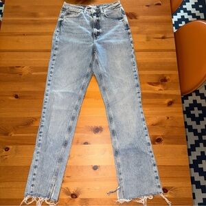 Zara Light Wash High Rise Slim Straight Jeans 4